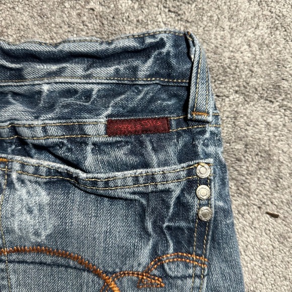 Miss Me Bootcut Jeans Women Size 28 (Fit 30x31.5) Blue Embroidered Low Rise Y2K - Picture 2 of 15